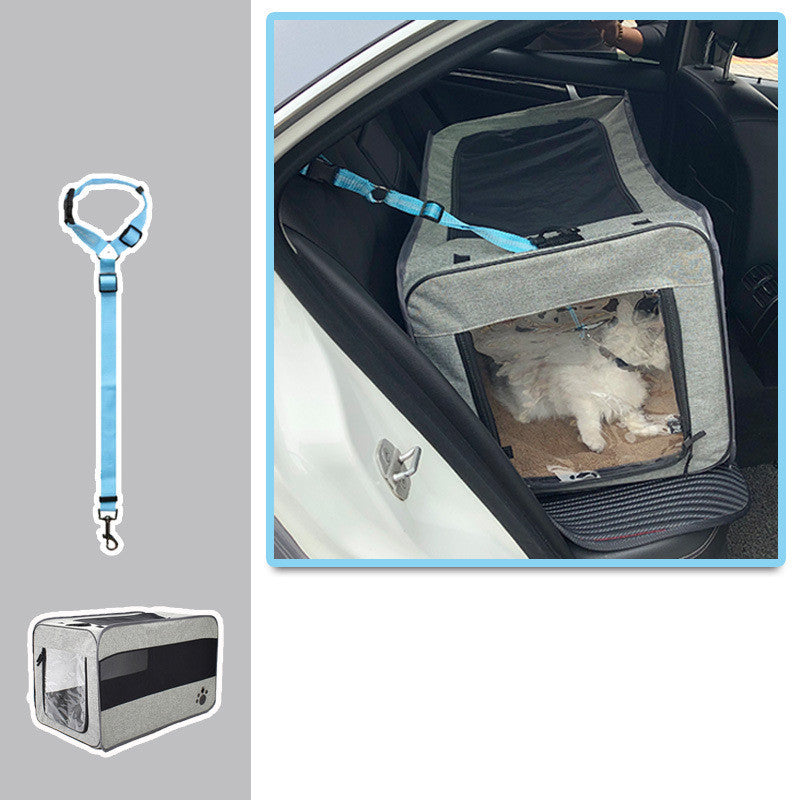 Pet Travel Foldable Fabric Carrier/Cage with Safety Strap