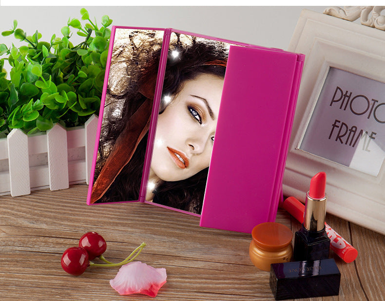 Portable Travel LED Tri-Fold Mirror with Light