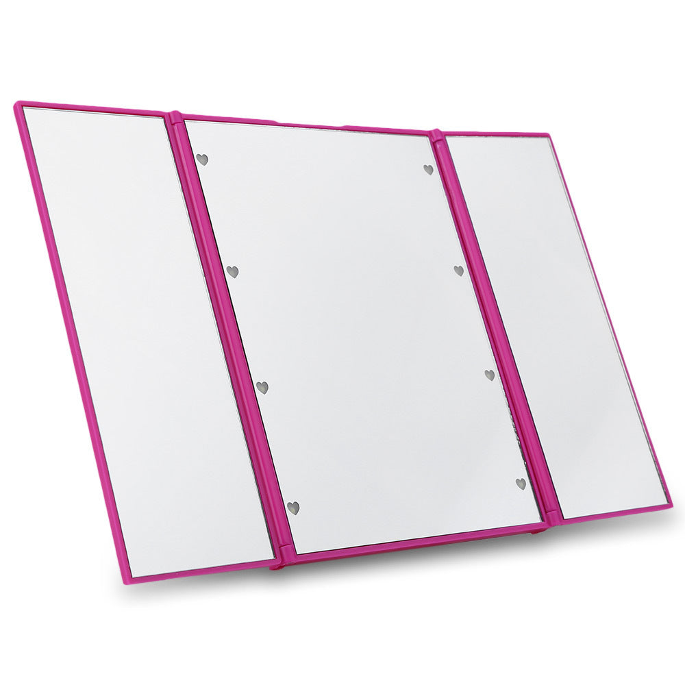 Portable Travel LED Tri-Fold Mirror with Light