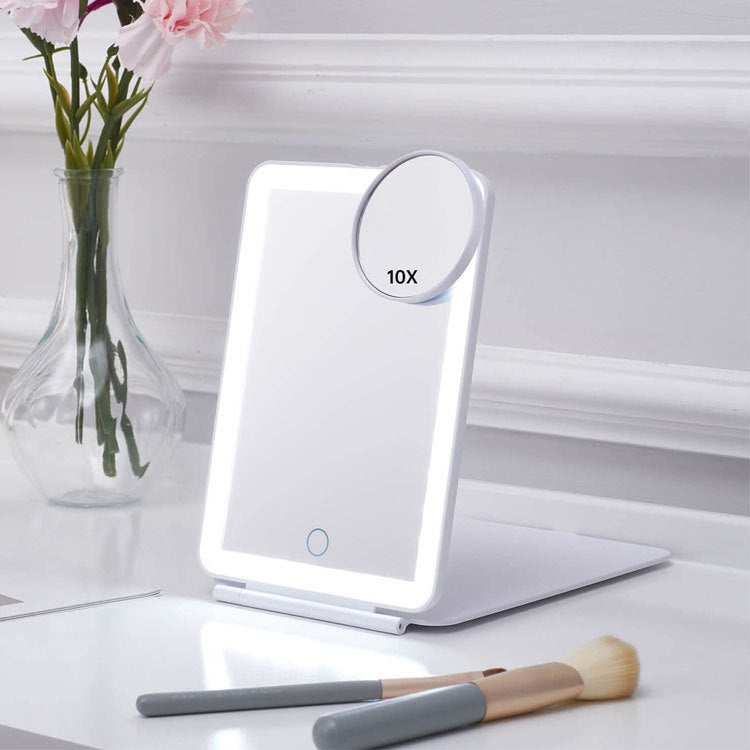 LED Touch Makeup Mirror With Light Flip Portable Folding