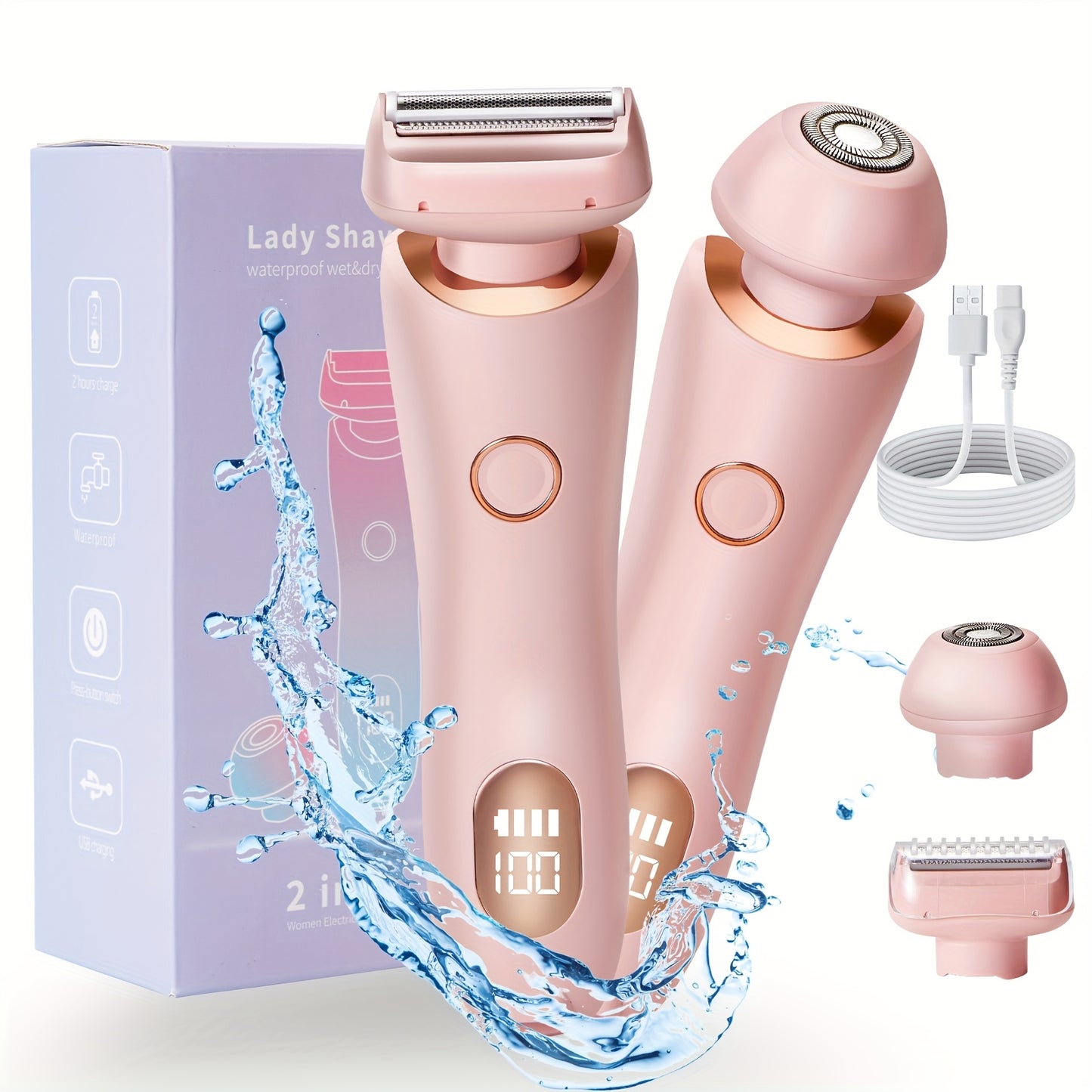 Portable Rechargeable Travel ShaverWet/Dry Use - for Full Body Hair Removal - Underarm, Leg, Face, Bikini Area