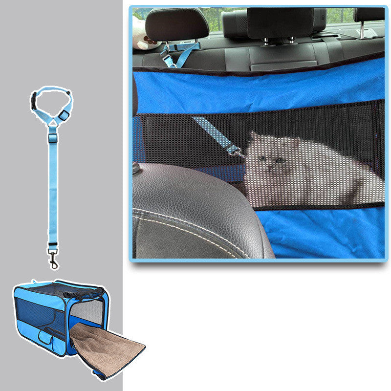 Pet Travel Foldable Fabric Carrier/Cage with Safety Strap