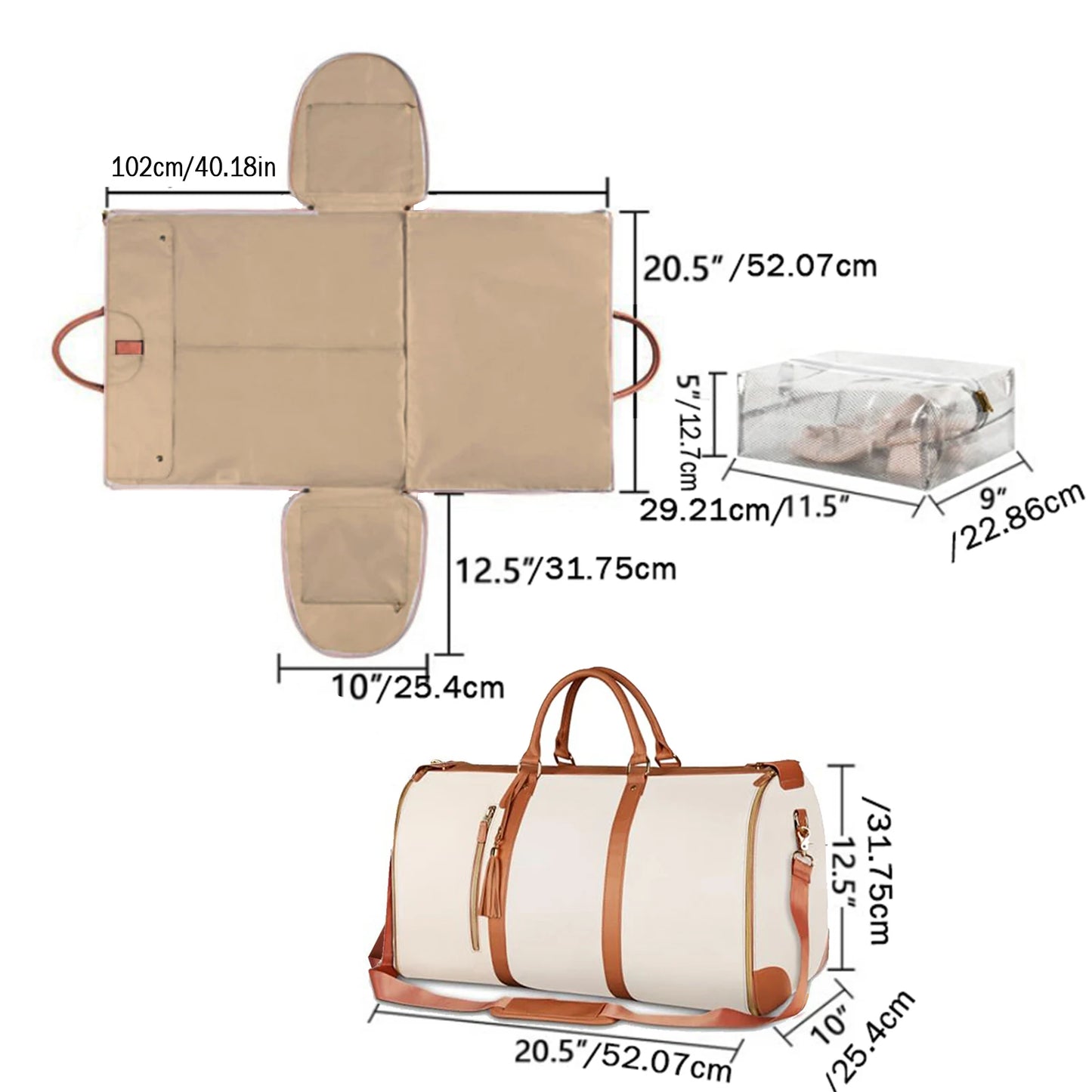 Foldable Women's Travel Convenient Carry-on  Travel Bag